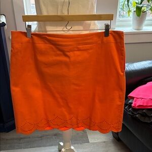 Talbots Vibrant Orange Mini Skirt with Scalloped Hem